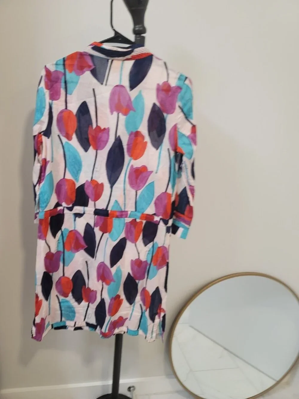 Tory Burch Tulip Floral Daniella 3/4 Sleeve Cotton Dress Size 8 EUC Multicolor